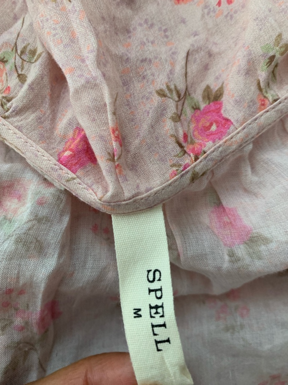 SPELL Fleur Ruffle Gown Pink Champagne Floral Ruffle Maxi Dress - Size Medium - Picture 8 of 13